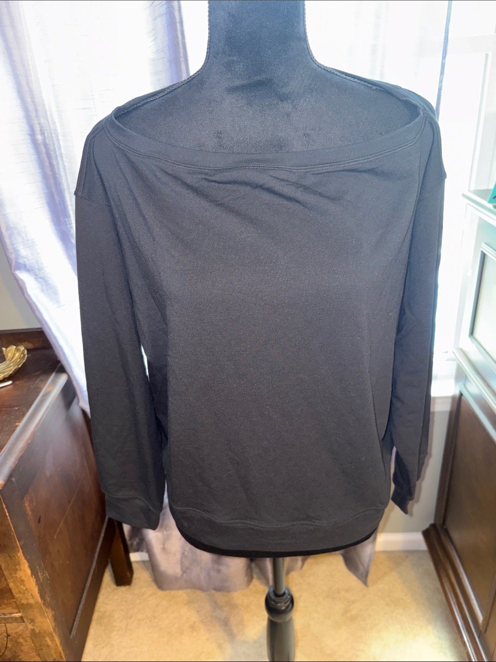 lululemon athletica Black Wide Neck Long Sleeve Top